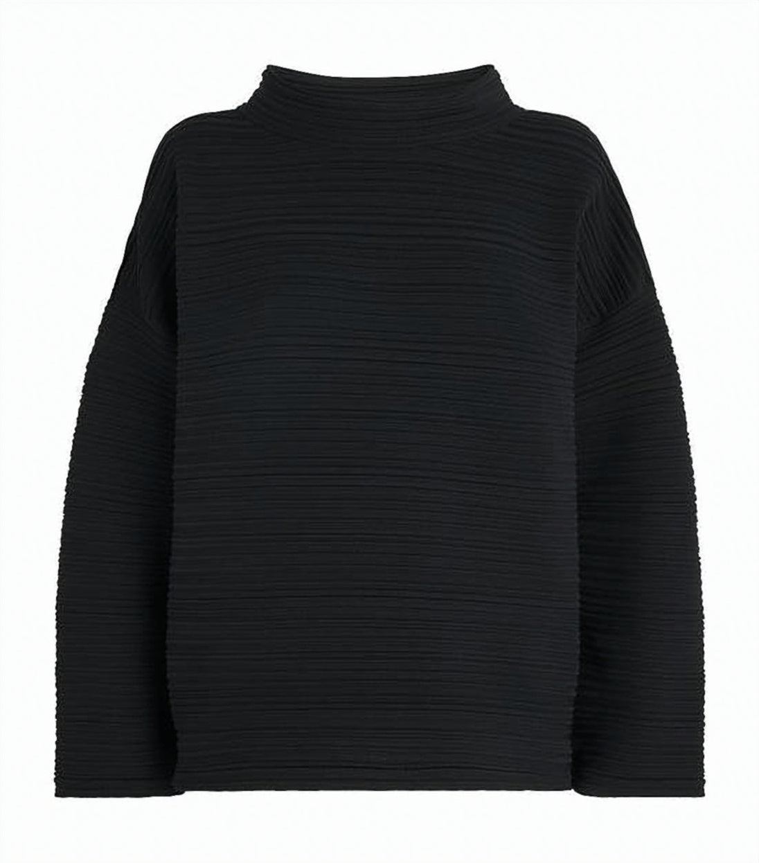 Textured Pleated Long-Sleeve Top