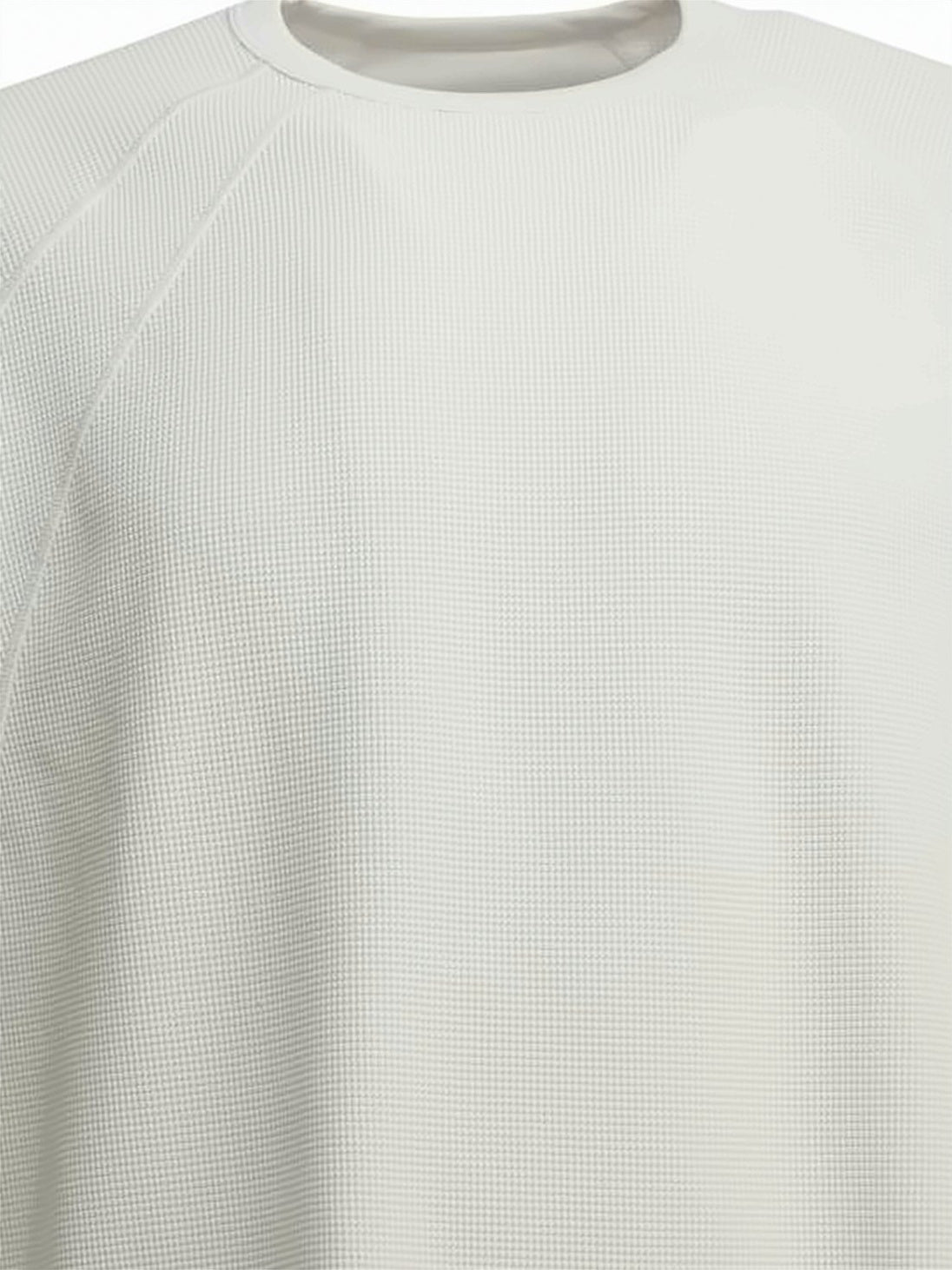 White Short-Sleeved Boxy Waffle Pattern T-Shirt