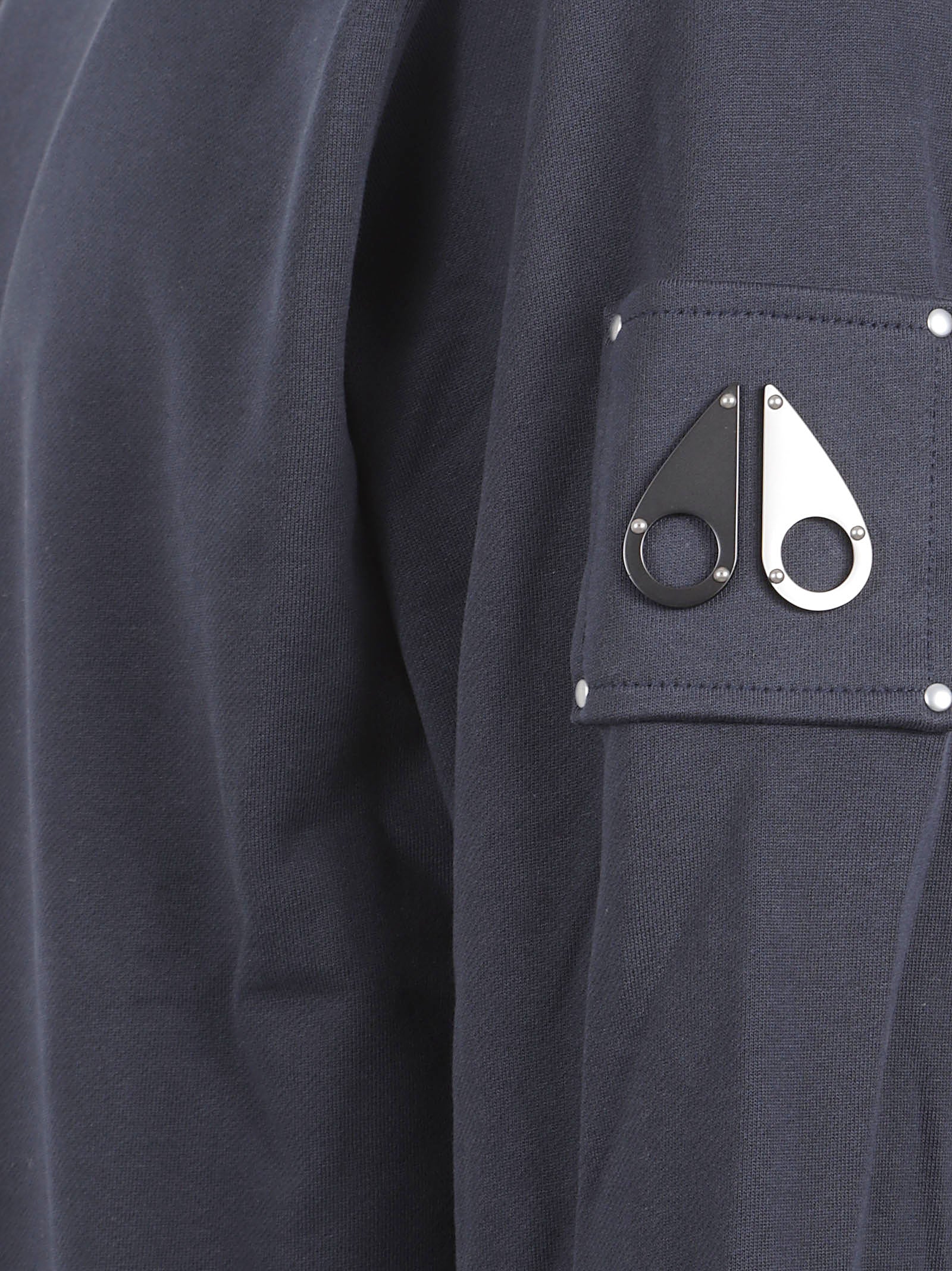Minimalist Blue Cotton Sweater with Distinctive Patch