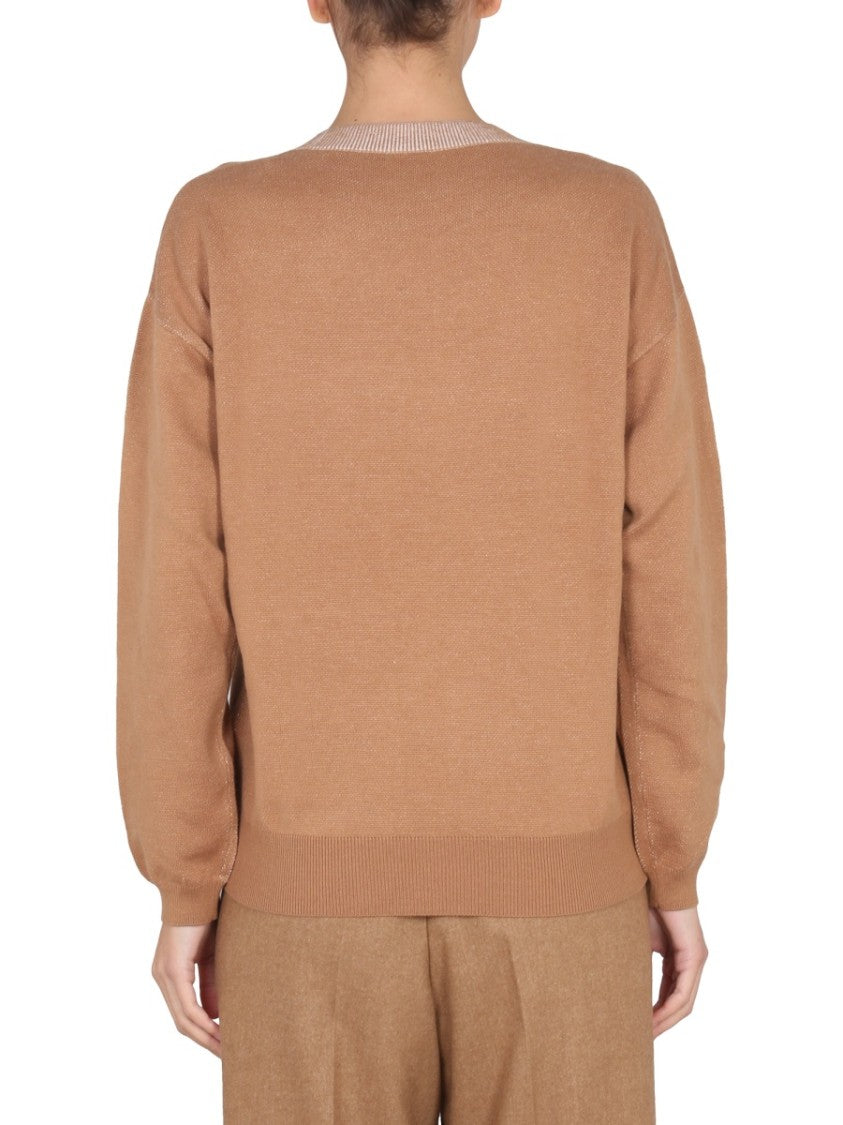 Cross-Neck Long-Sleeved Shirt With Embroidered Logo