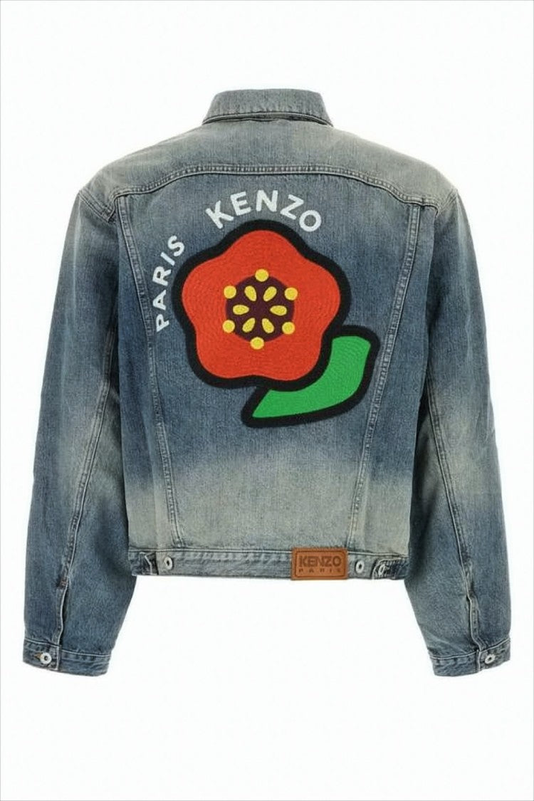 Cropped Denim Jacket with Classic Button-Up Front