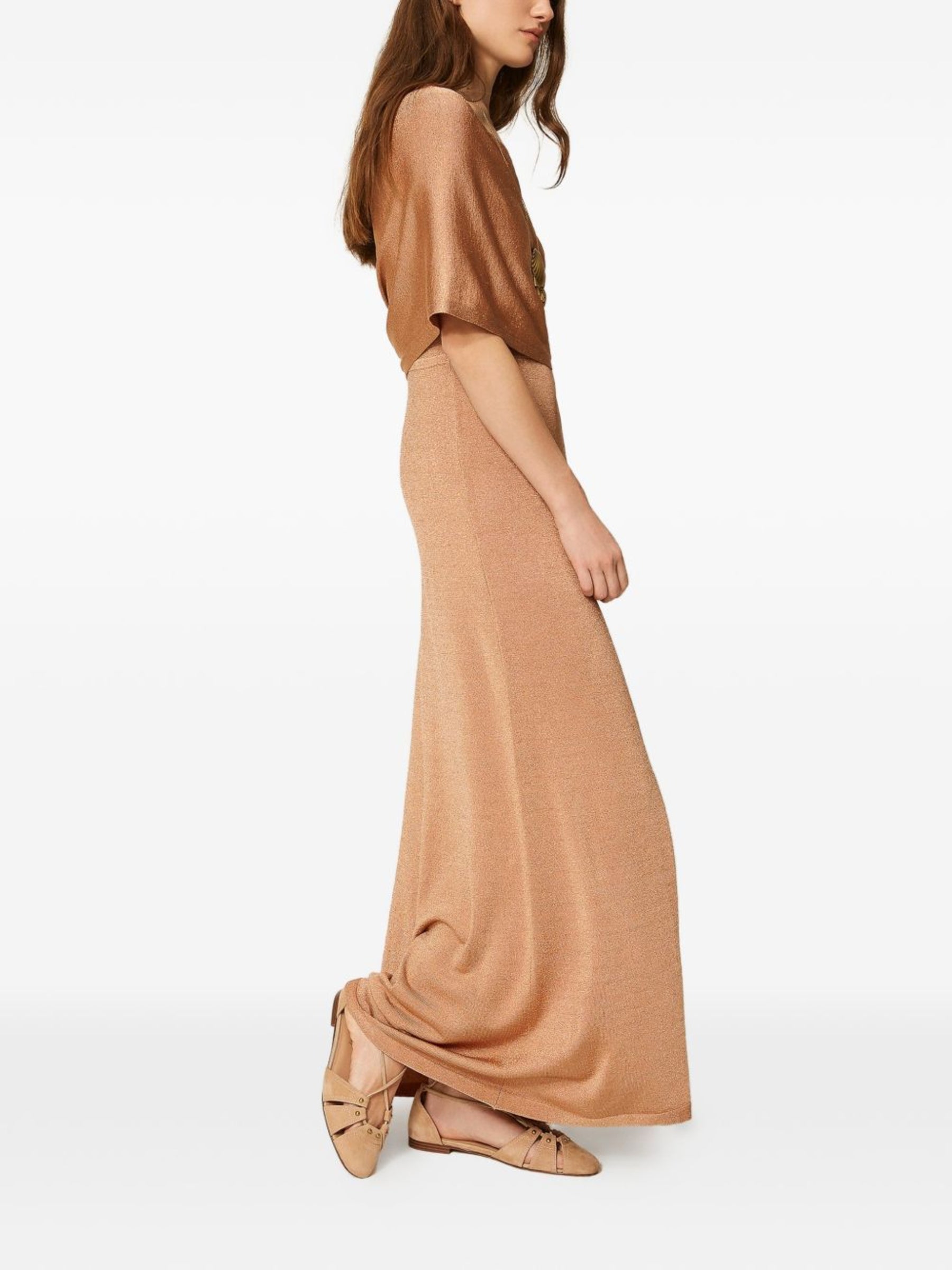 Asymmetrical Neckline Maxi Dress with Draped Overlay