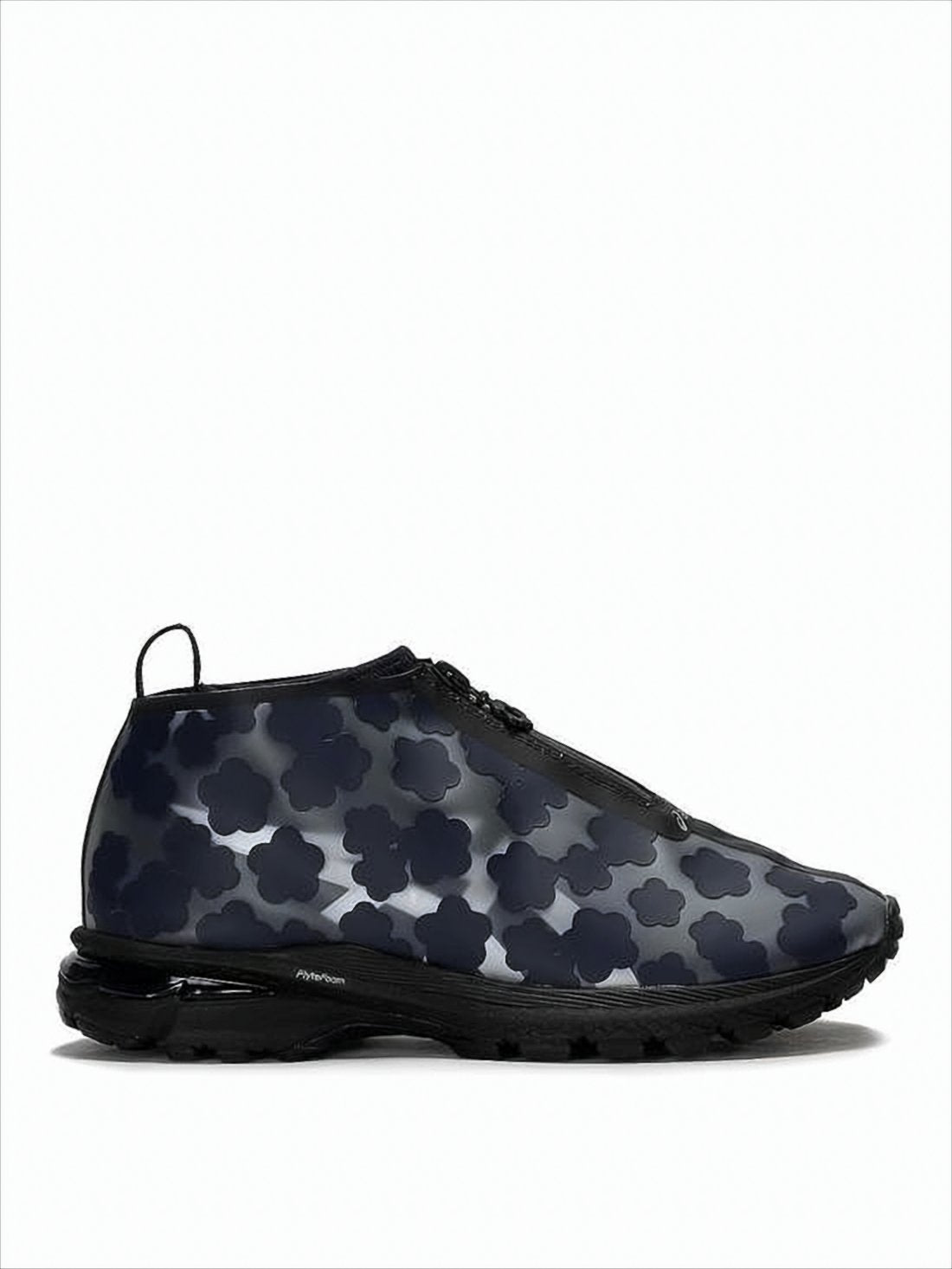 Glossy Low-Profile Sneakers with Floral Accent