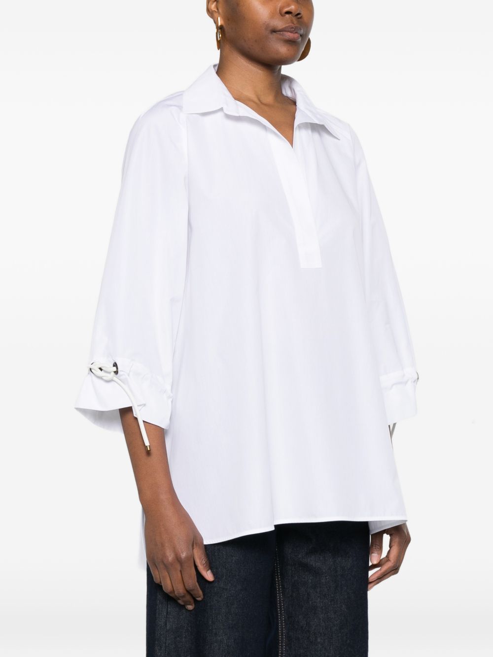 Boxy White Jacket with Deep V-Neckline