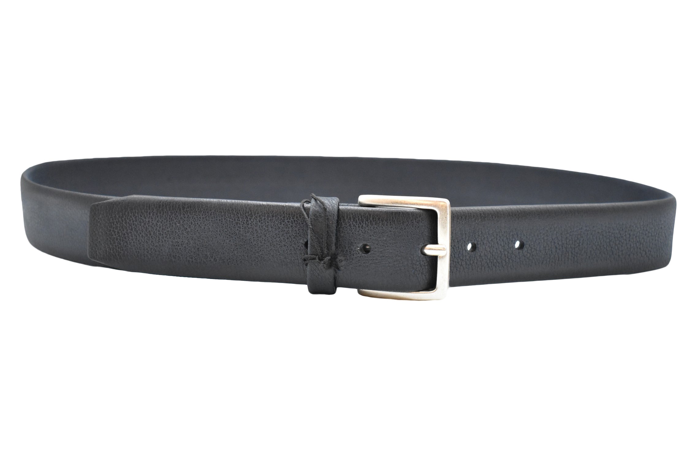 Minimalist Blue Leather Belt with Classic Silver Buckle