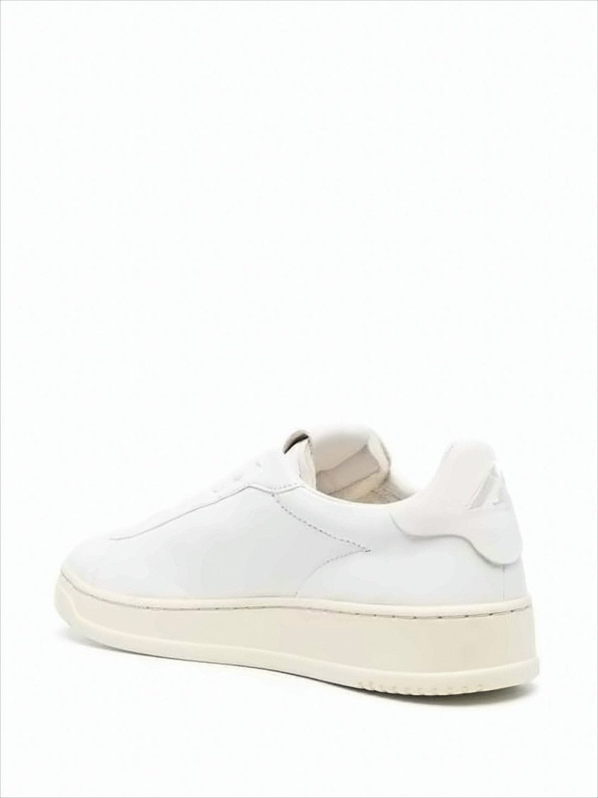 Low-Top Leather Sneakers with Perforated Accents and Flag Detail