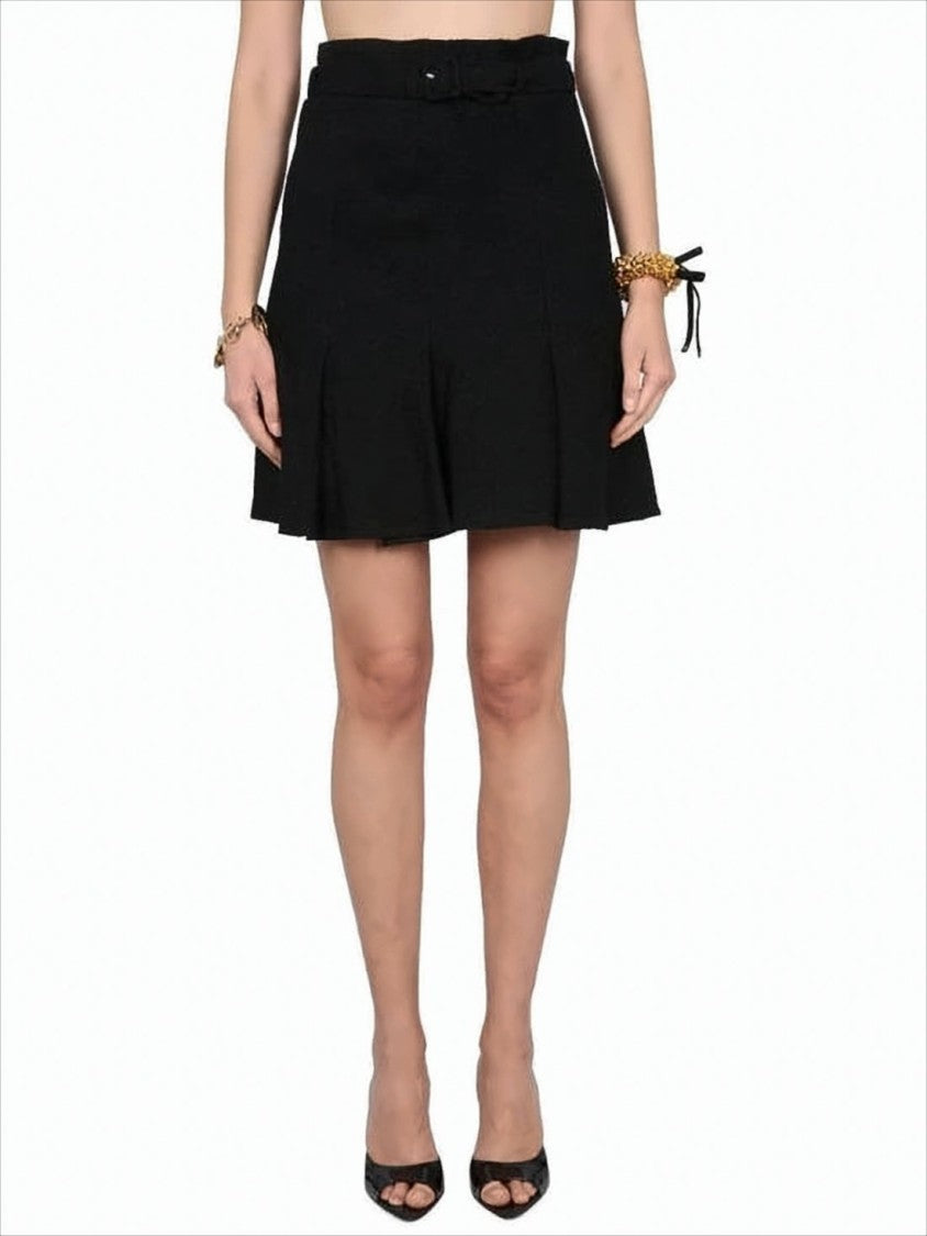Black Flared Mini Skirt