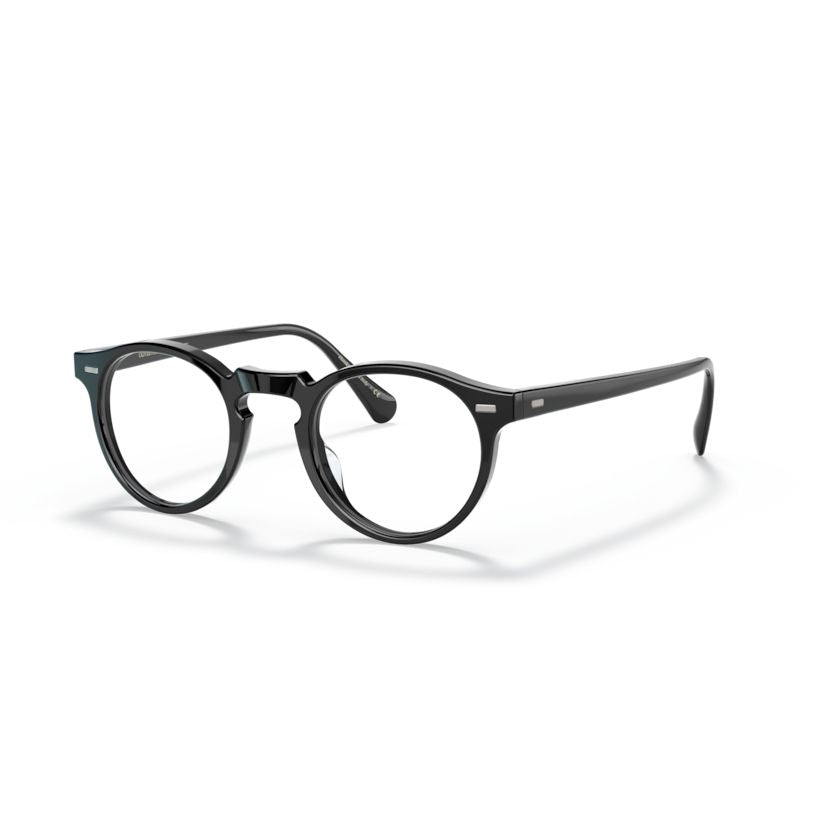 0ov5186 Round Frame Black Acetate Eyeglasses with Silver Accents