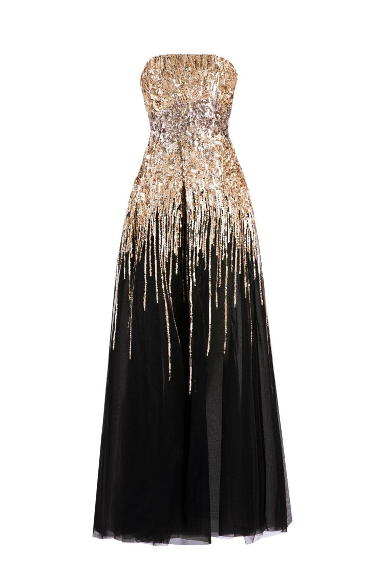 Embroidered Strapless Dress