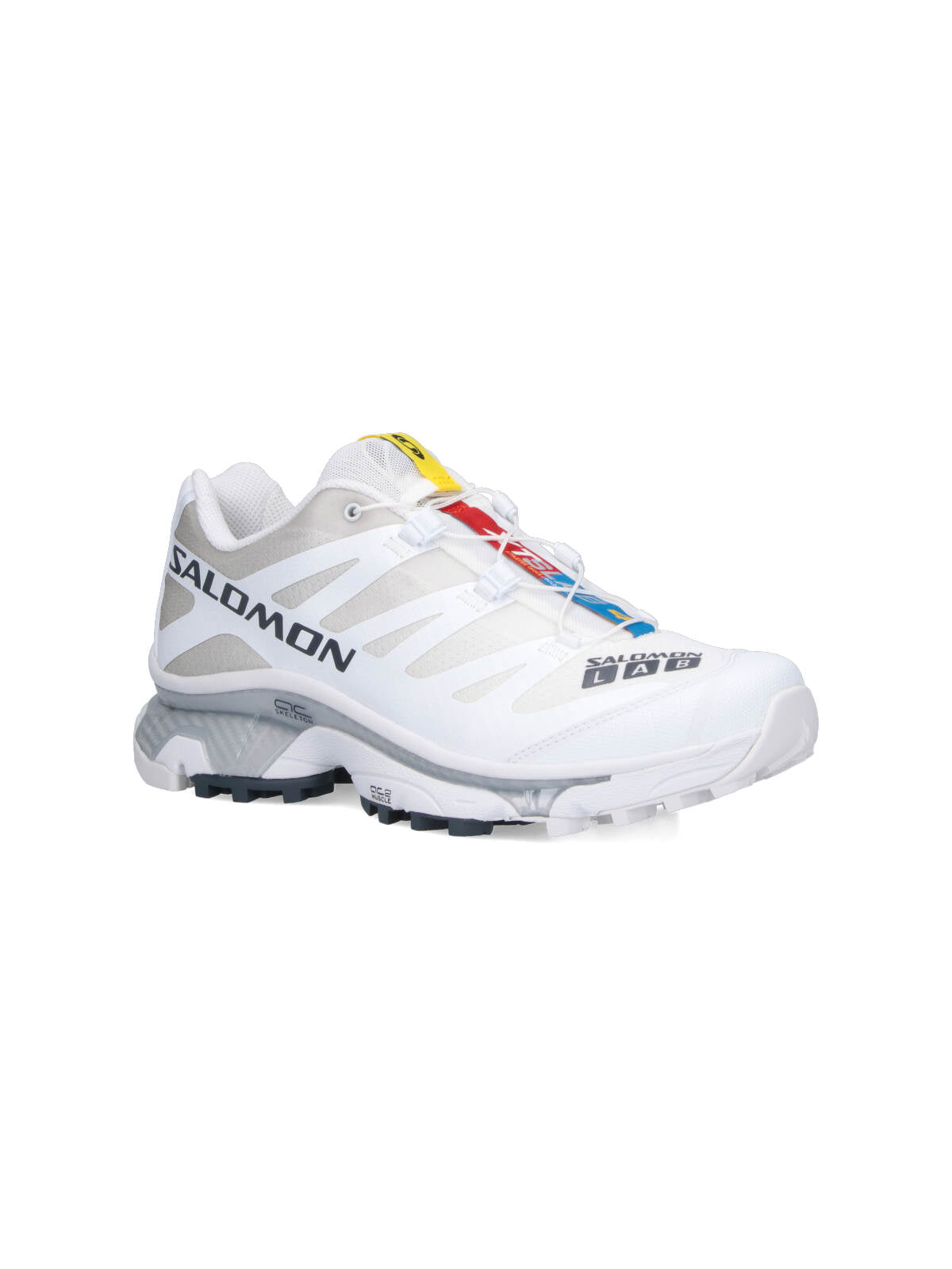 White Fabric Sneakers With Quicklace™ Closure And Grey Accents