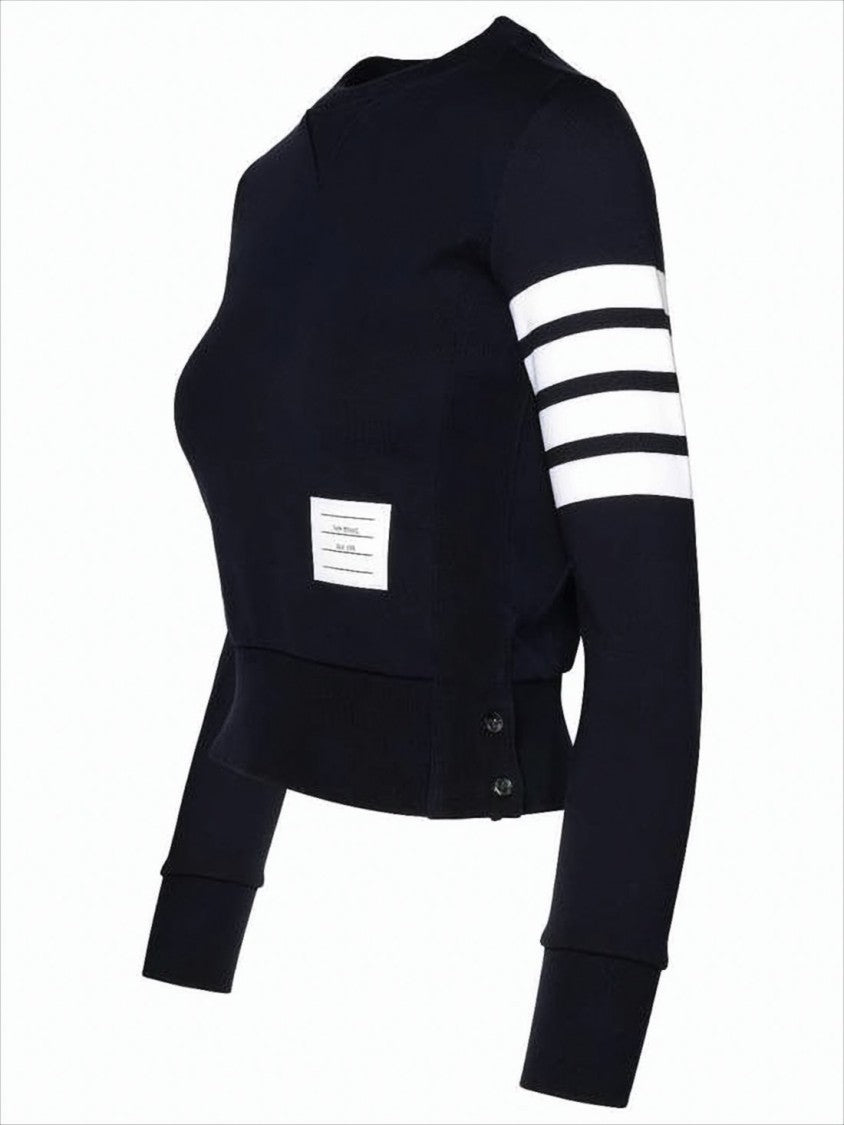Fitted Long-Sleeve Cotton Top with Ribbed Cuffs