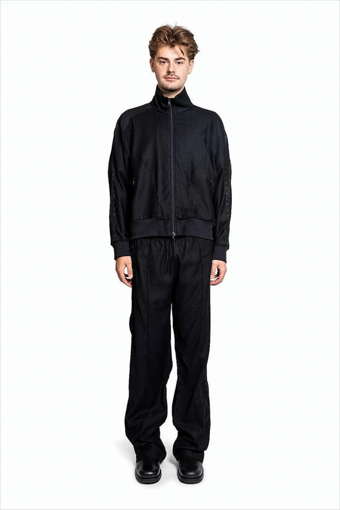 Black Bomber Jacket with High Collar