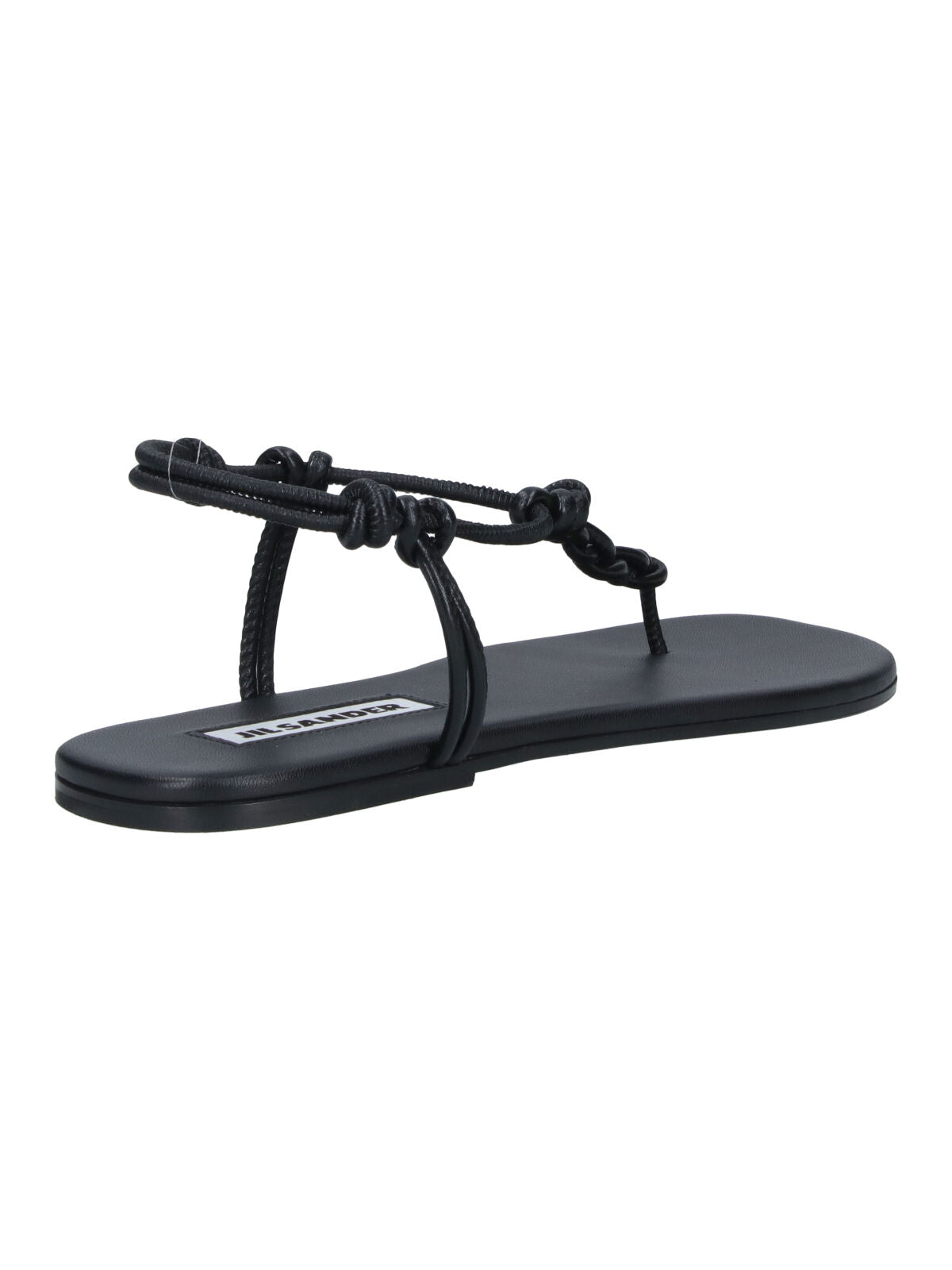 Black Tangle Minimalist Leather Thong Sandals