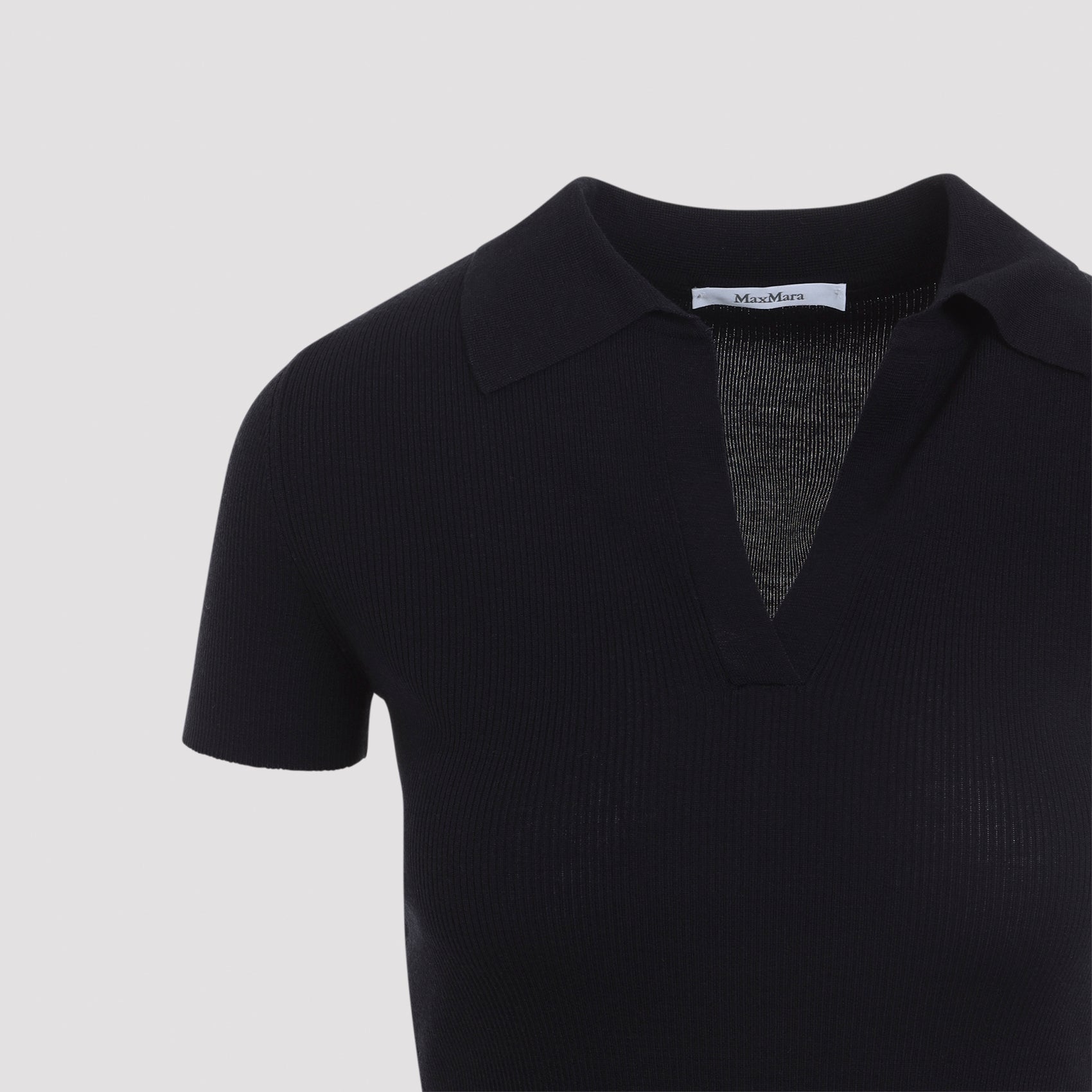 Fitted Short-Sleeve Sweater With Deep V-Neck