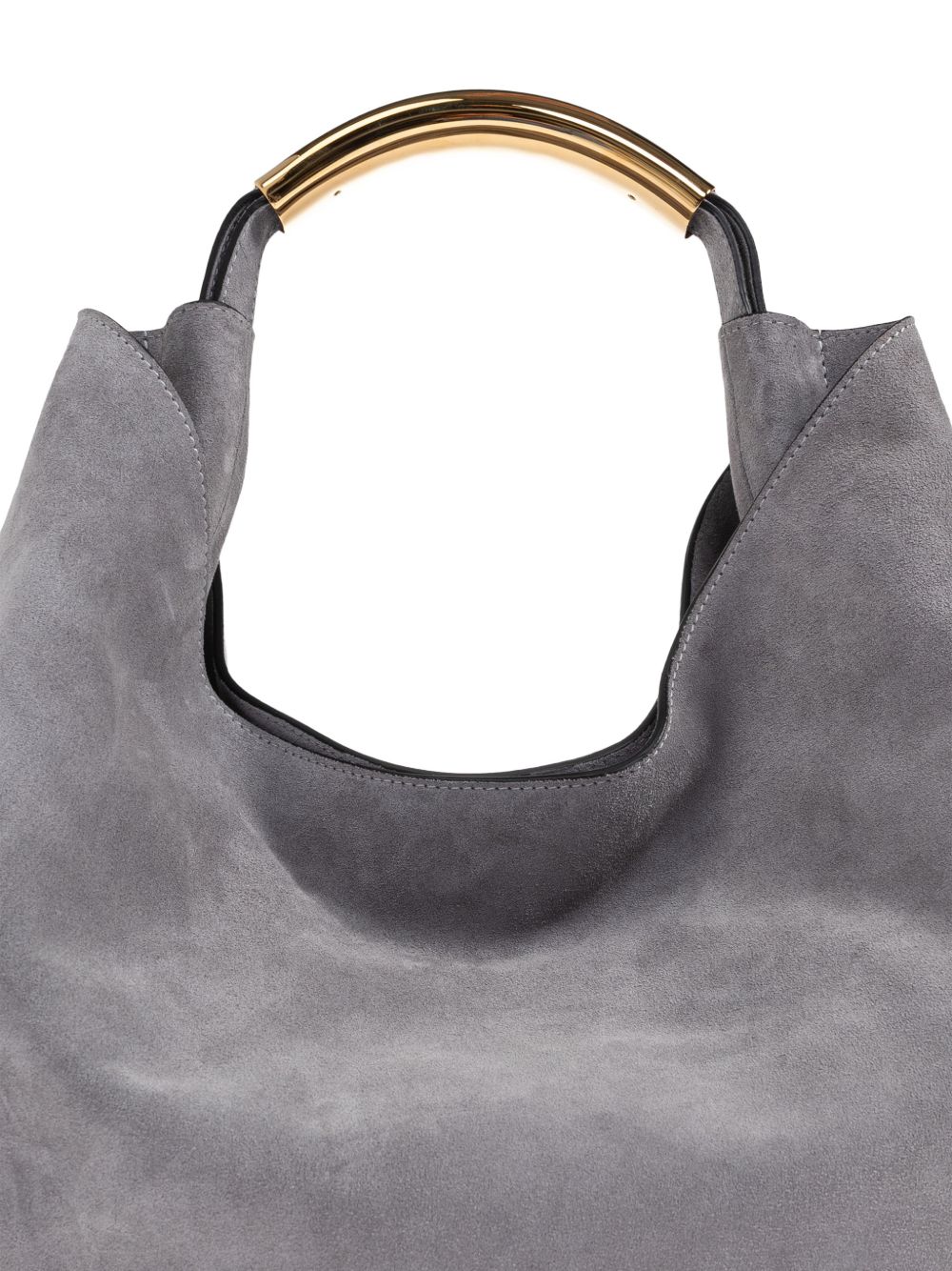 Curved Gold-tone Metal Handle Soft-Structured Bag