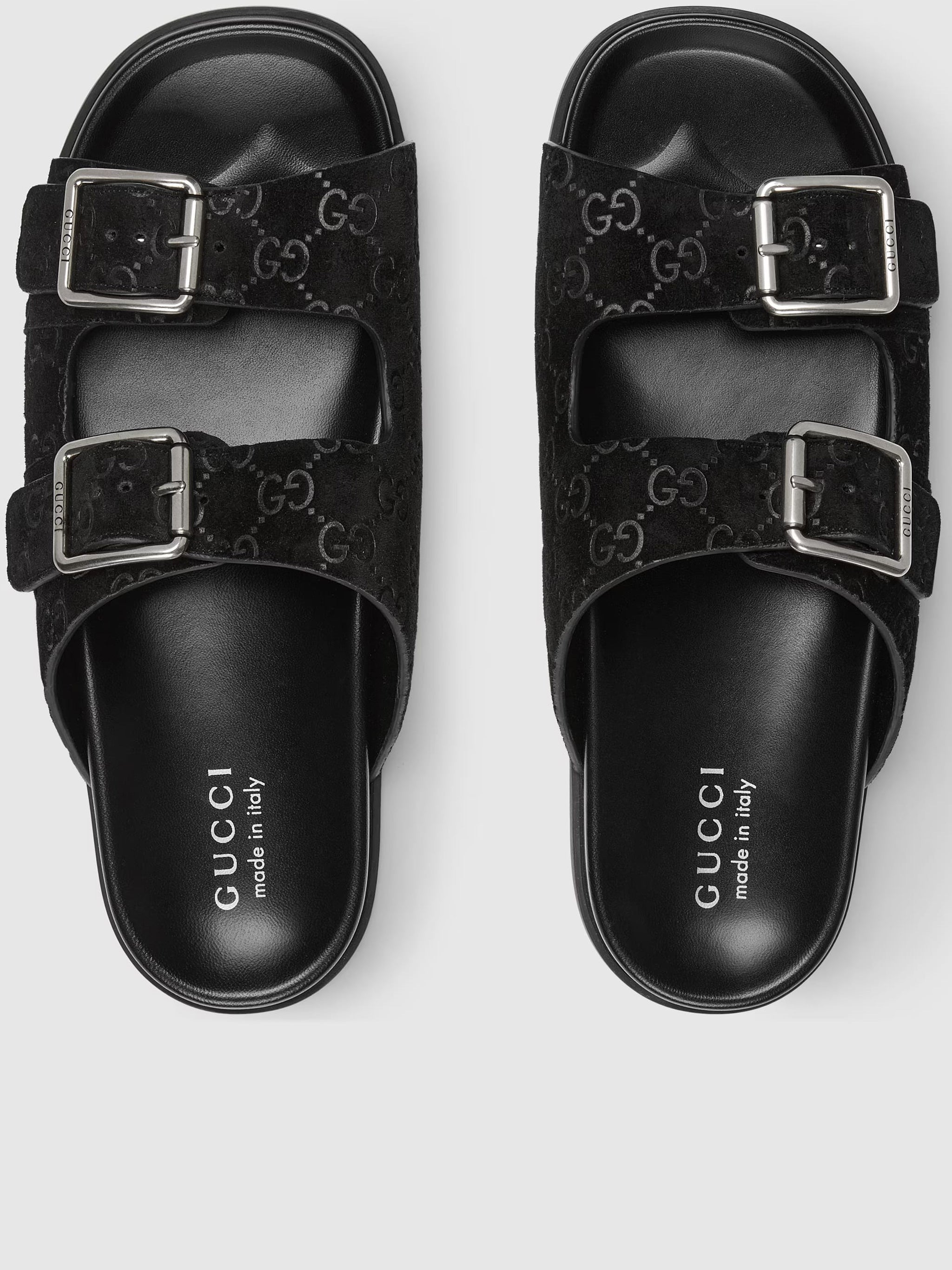 Black Rhein Open Suede Slide Sandals