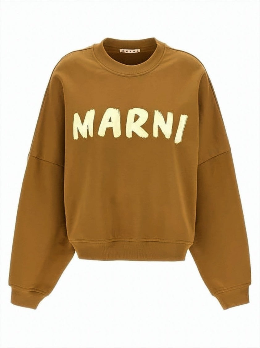 Long-Sleeve Cotton Sweatshirt with Brushstroke Detail