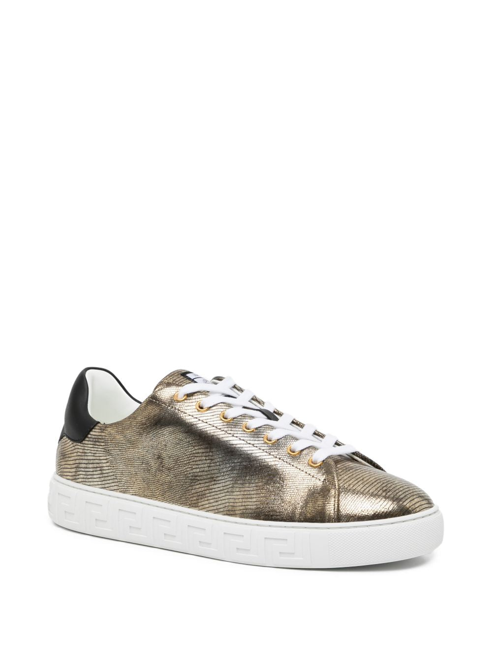 Textured Metallic Sneakers With Silk And Nylon Blend