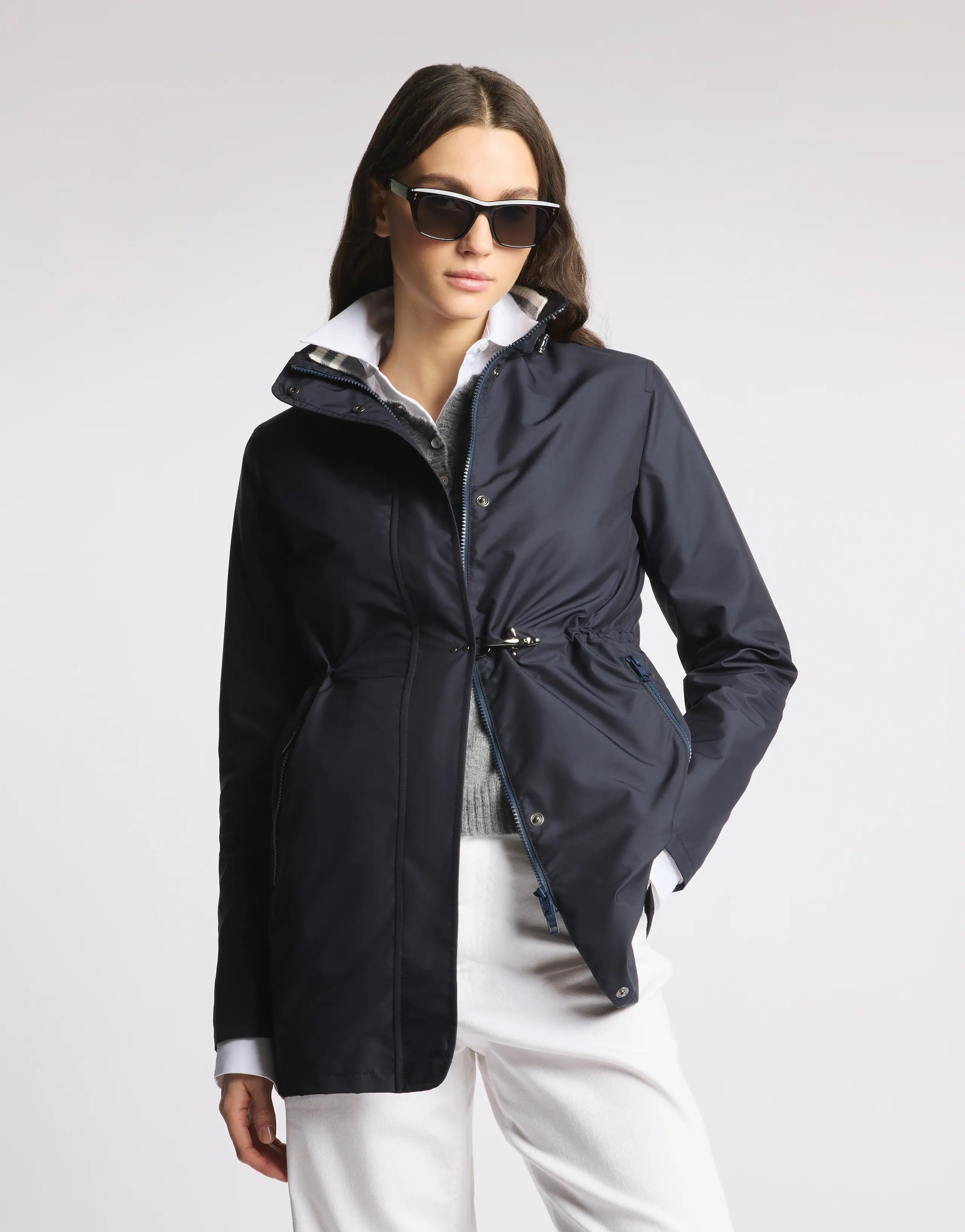 Versatile Baltic Blue Jacket with Adjustable Closure