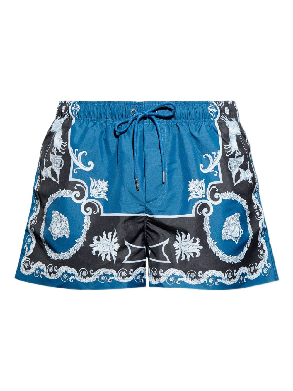 Ornamental Print Swim Shorts With Drawstring Waist