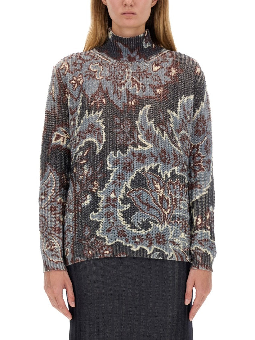 Oversized Floral Pattern Wool Sweater