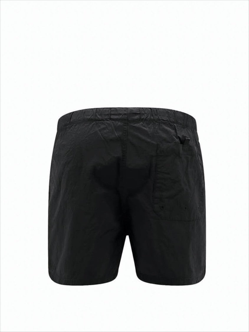 Black Beach Shorts with Drawstring Waistband