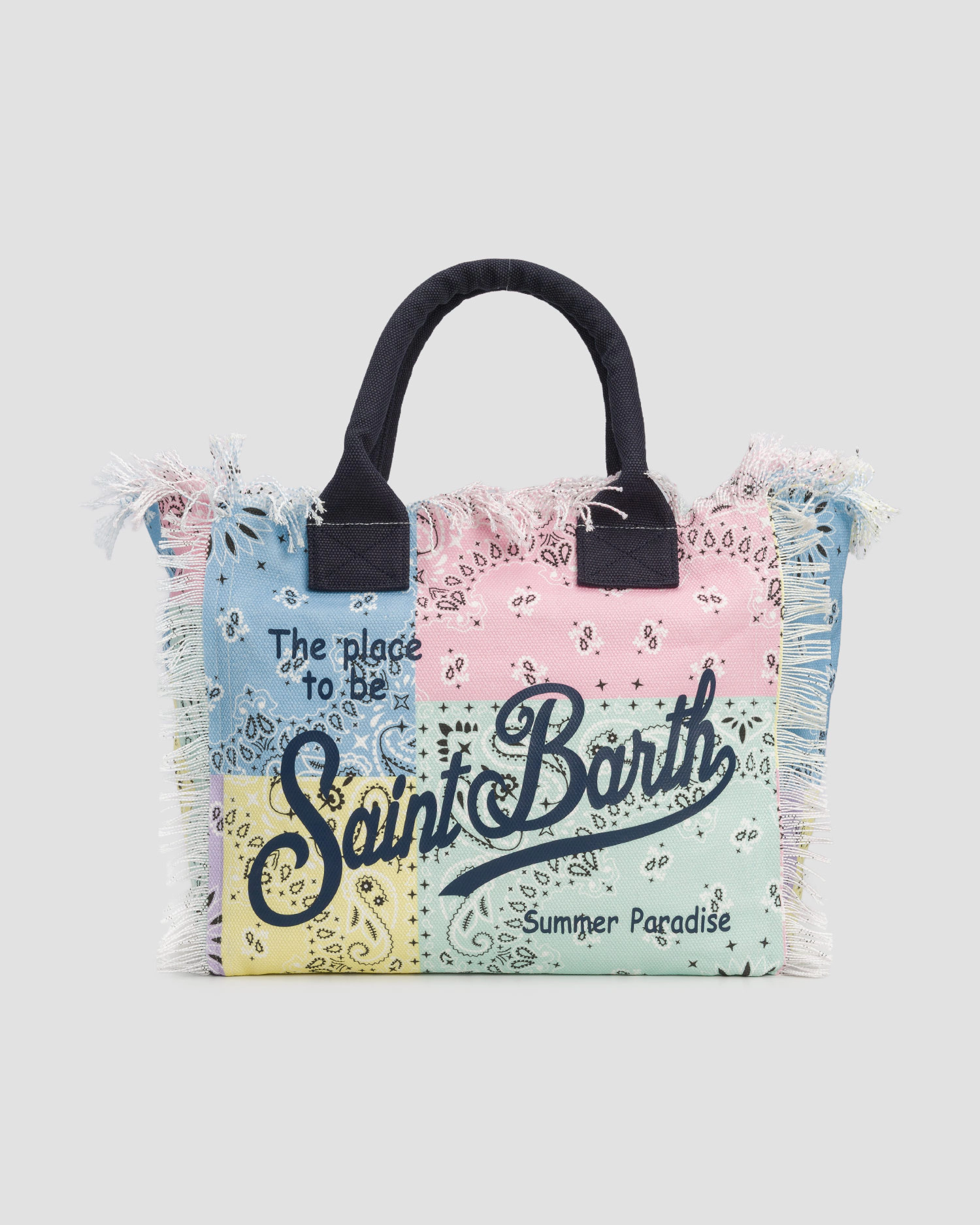 Patchwork Tote Bag with Frayed Edges