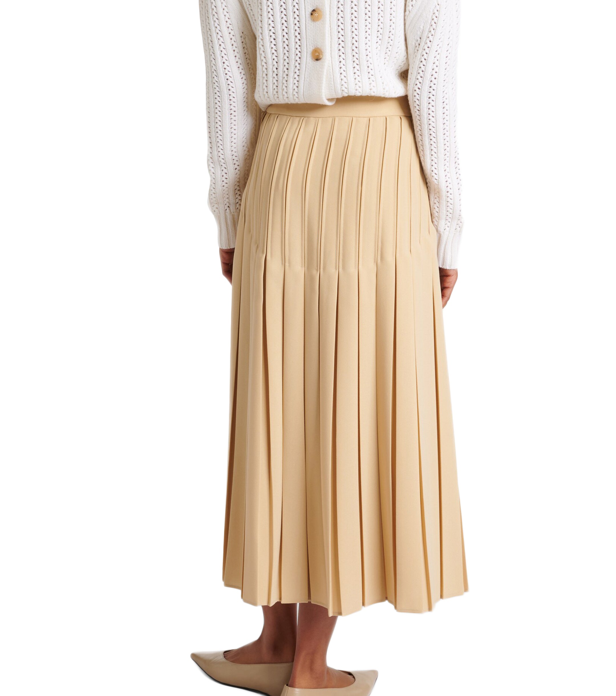 Pleated Midi Skirt with Smooth Waistband