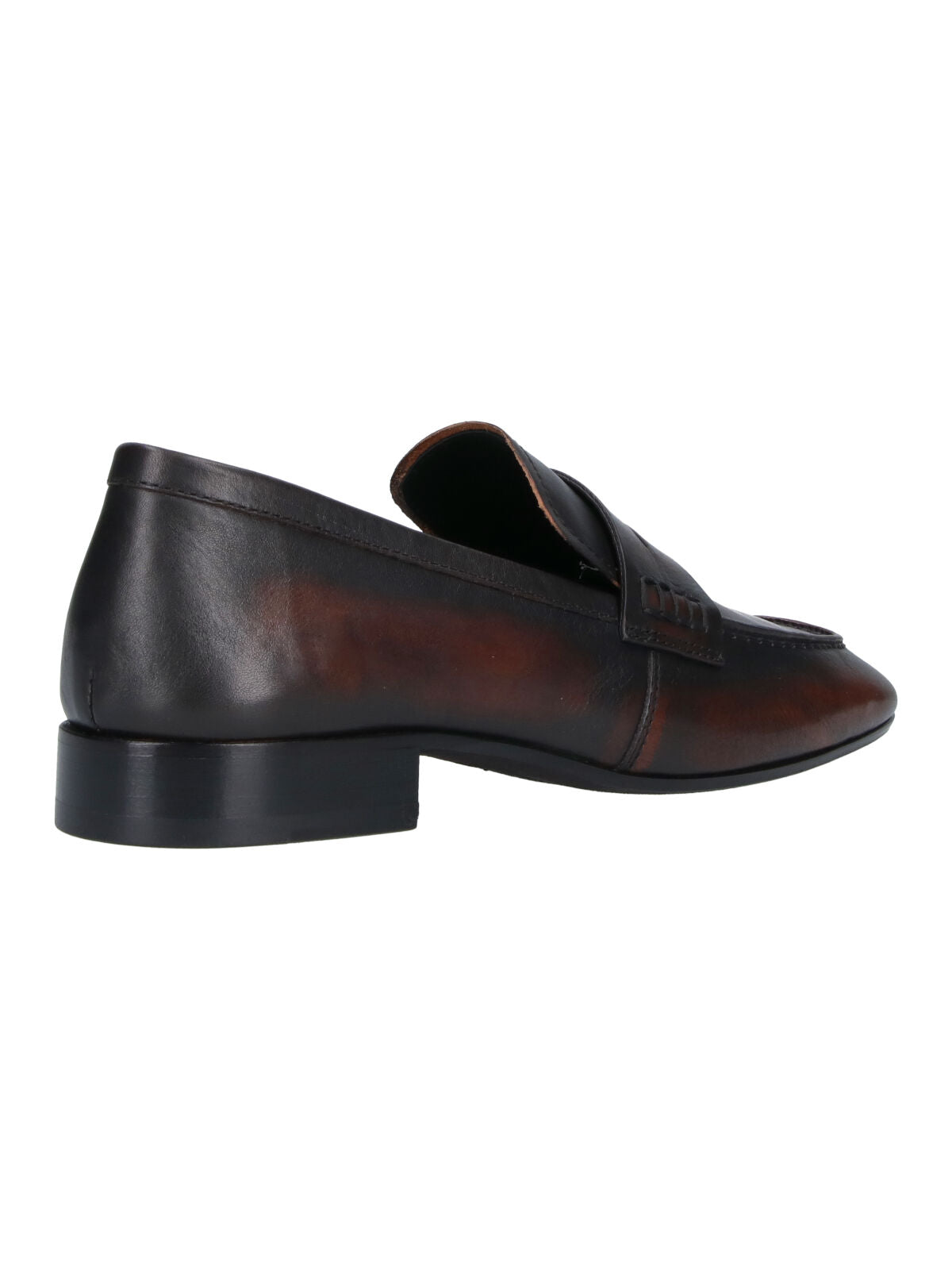 Brown Worn-Effect Squared Toe Leather Moccasins