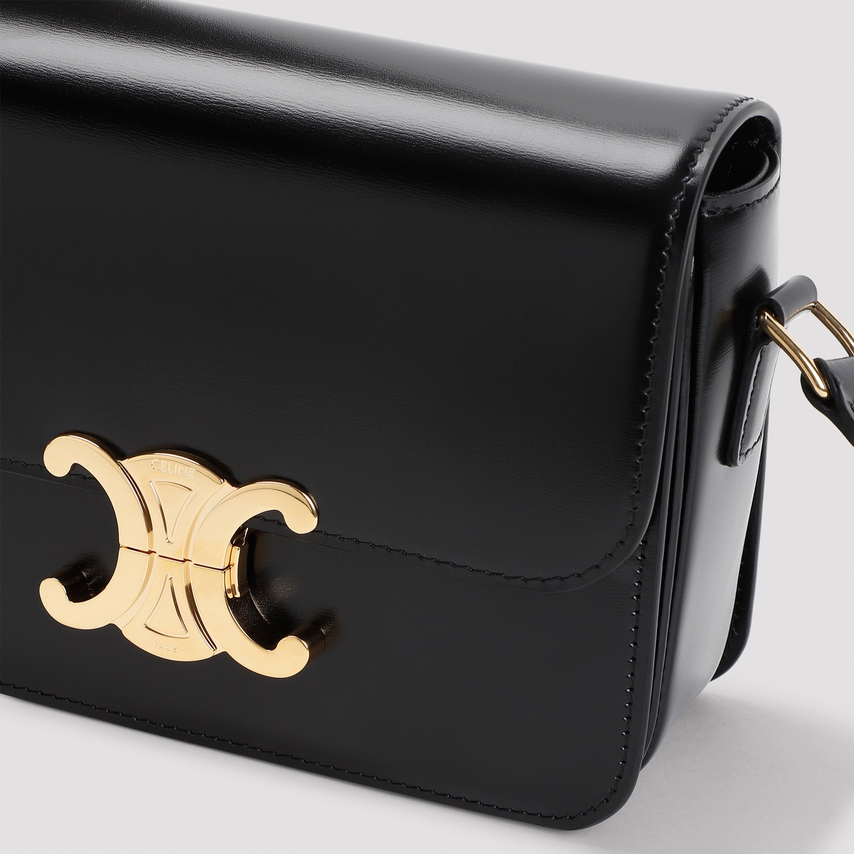 Structured Black Calfskin Shoulder Bag