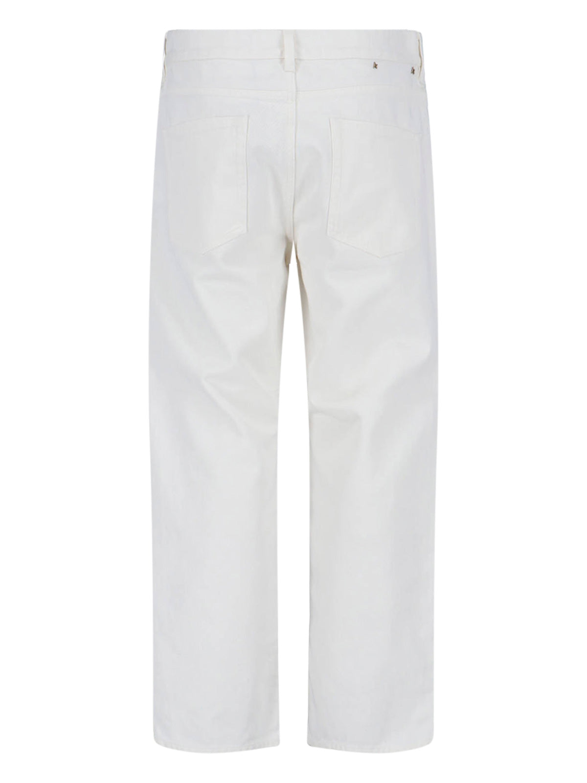 Straight-Leg White Jeans with Five-Pocket Design