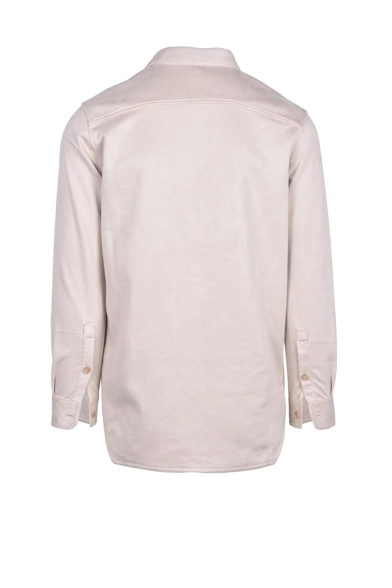 Beige Button-Down Shirt with Chest Pockets