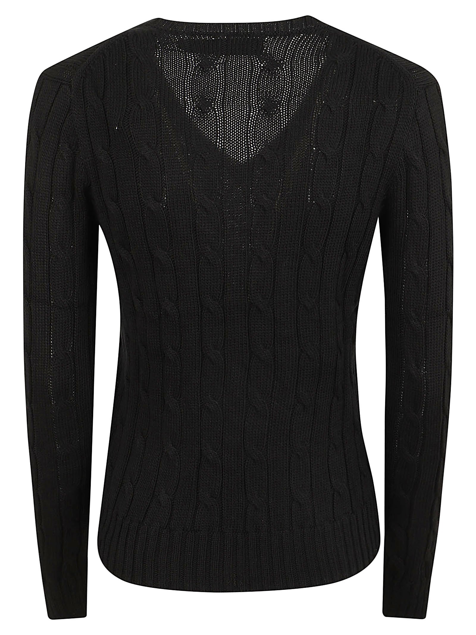 Cable-Knit Sweater with Ribbed V-Neck