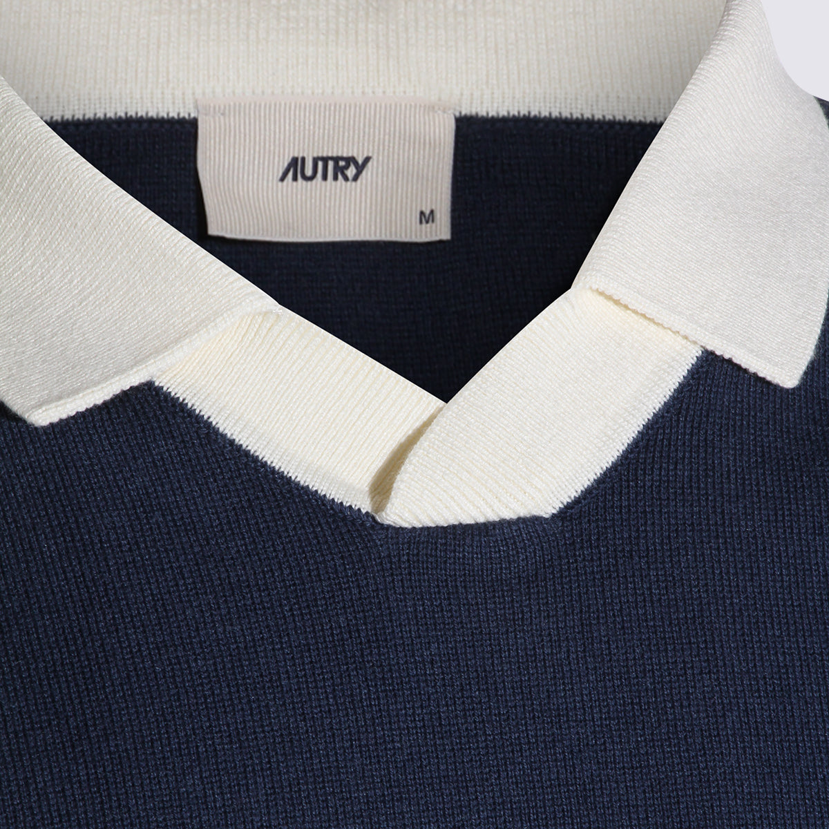 Deep Navy Blue Sweater with Contrast Collar