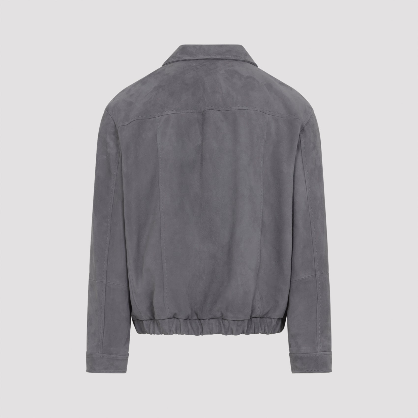 Grey Suede Jacket With Tailored Fit