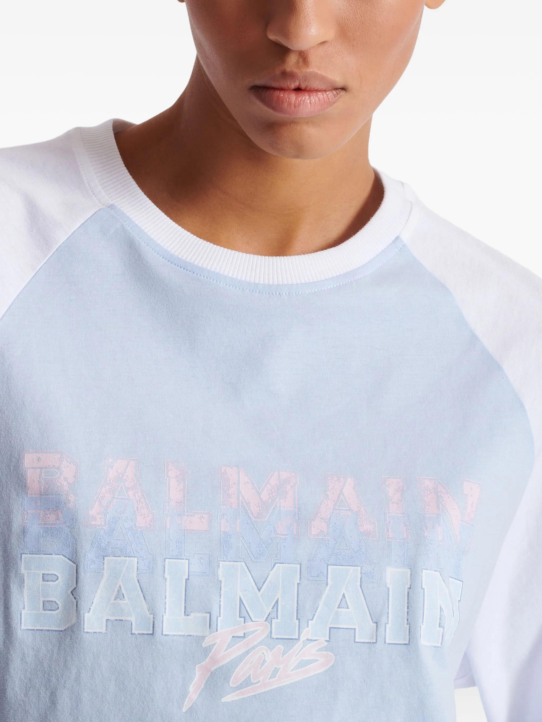 Light Blue Cropped Organic Cotton T-Shirt