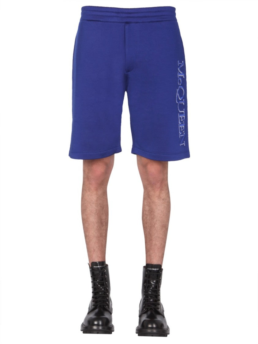 Blue Shorts With Embroidered Logo