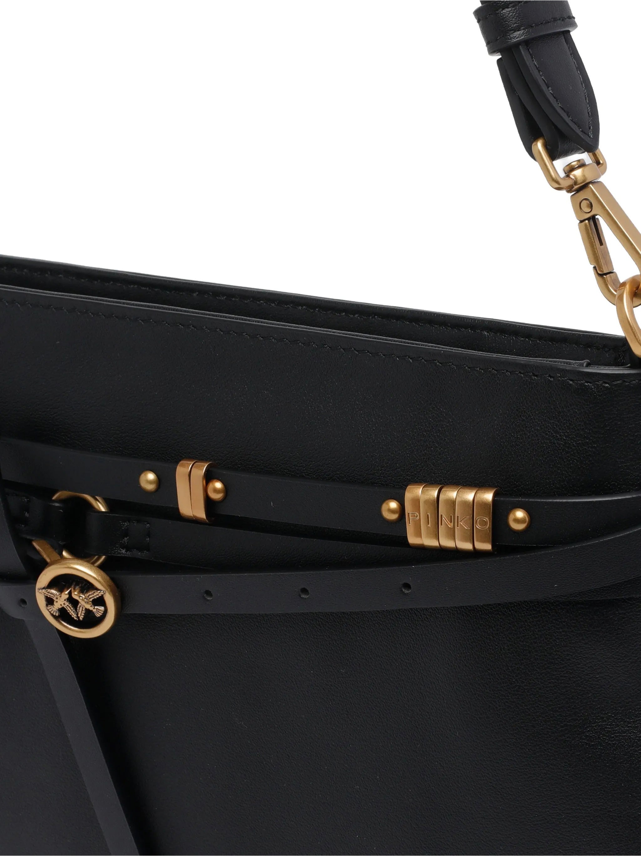Black Mini Structured Leather Shoulder Bag