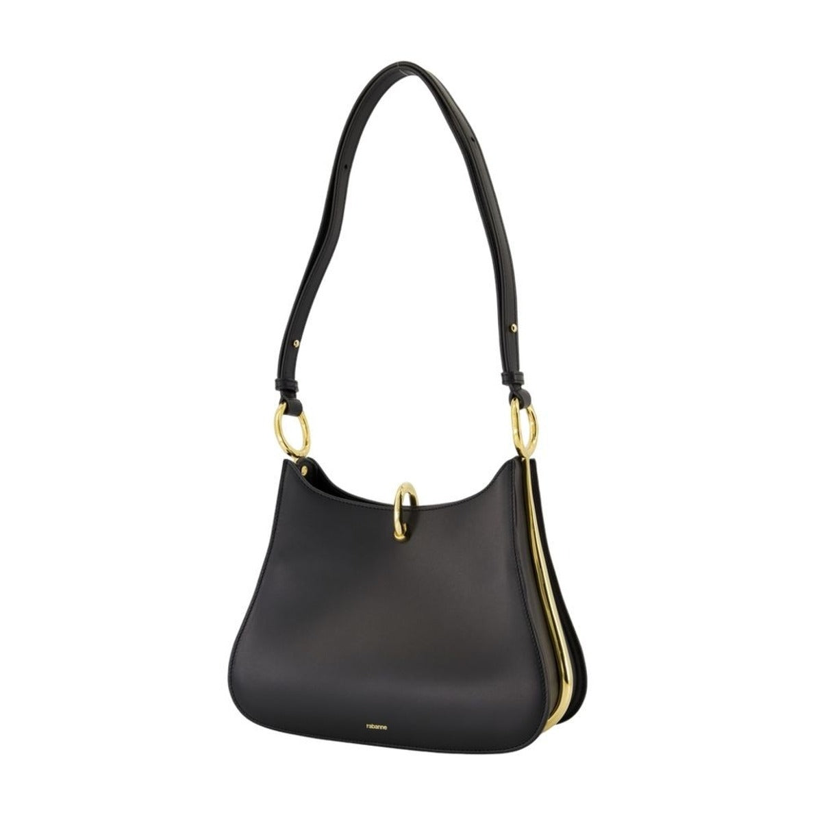 Structured Calfskin Leather Shoulder Bag With Gold-Tone Accents