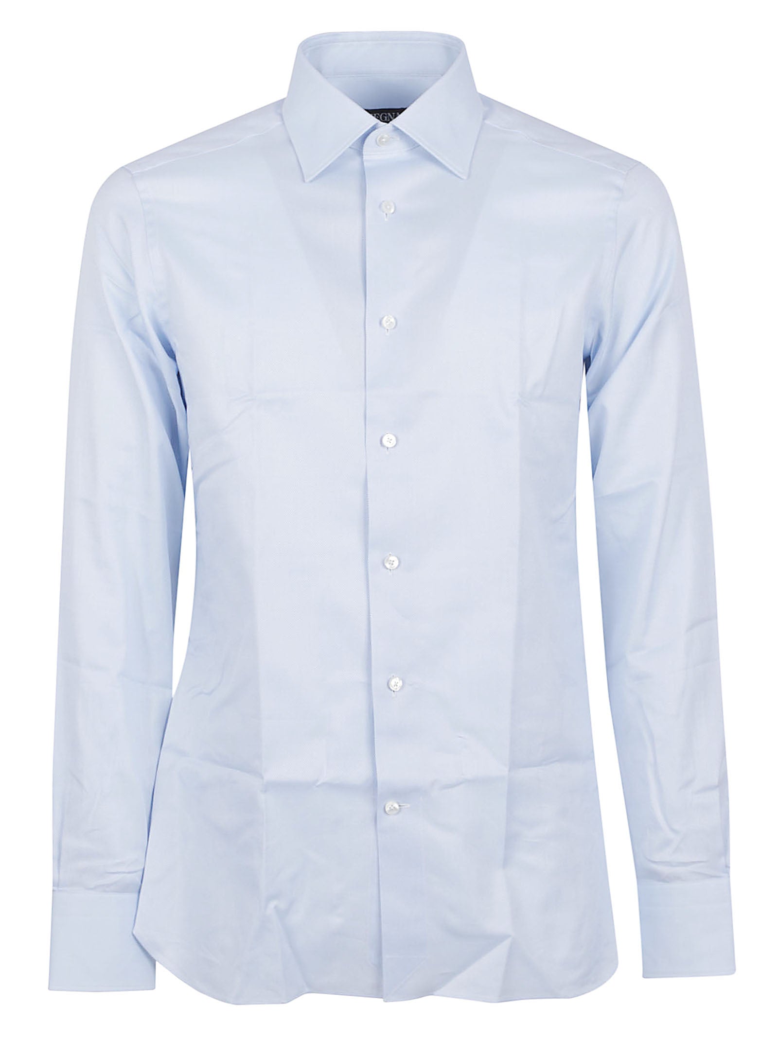 Long-Sleeve Tailored Shirt with Pointed Collar and Textured Finish