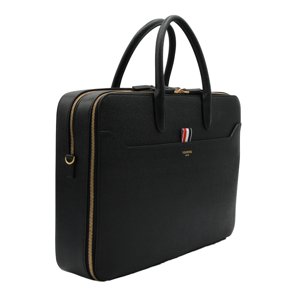 Structured Black Briefcase-Style Bag with Textured Surface