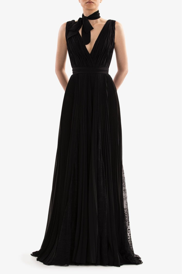 Pleated Dress With Lace