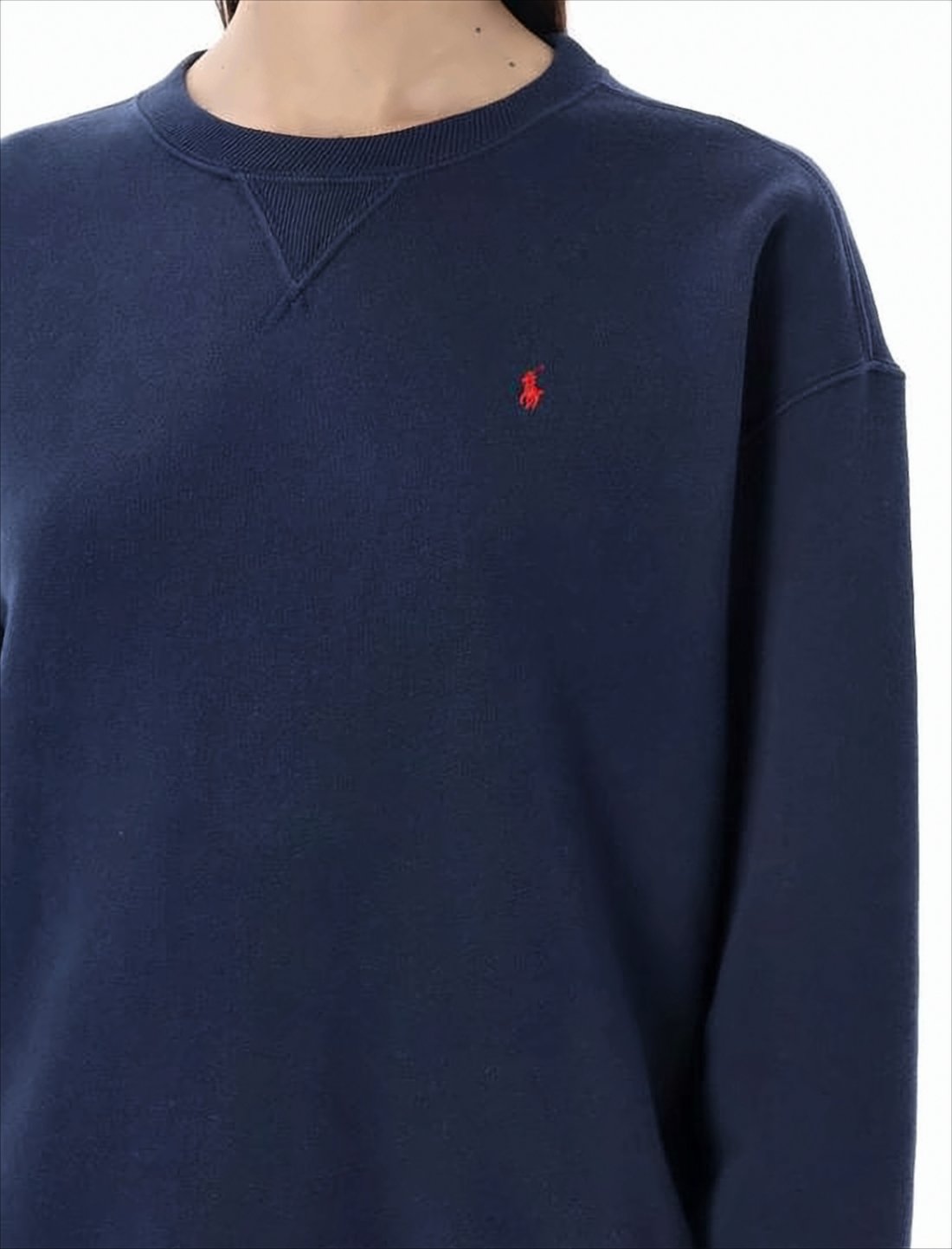 Crewneck Fleece Sweatshirt with Embroidered Pony Logo