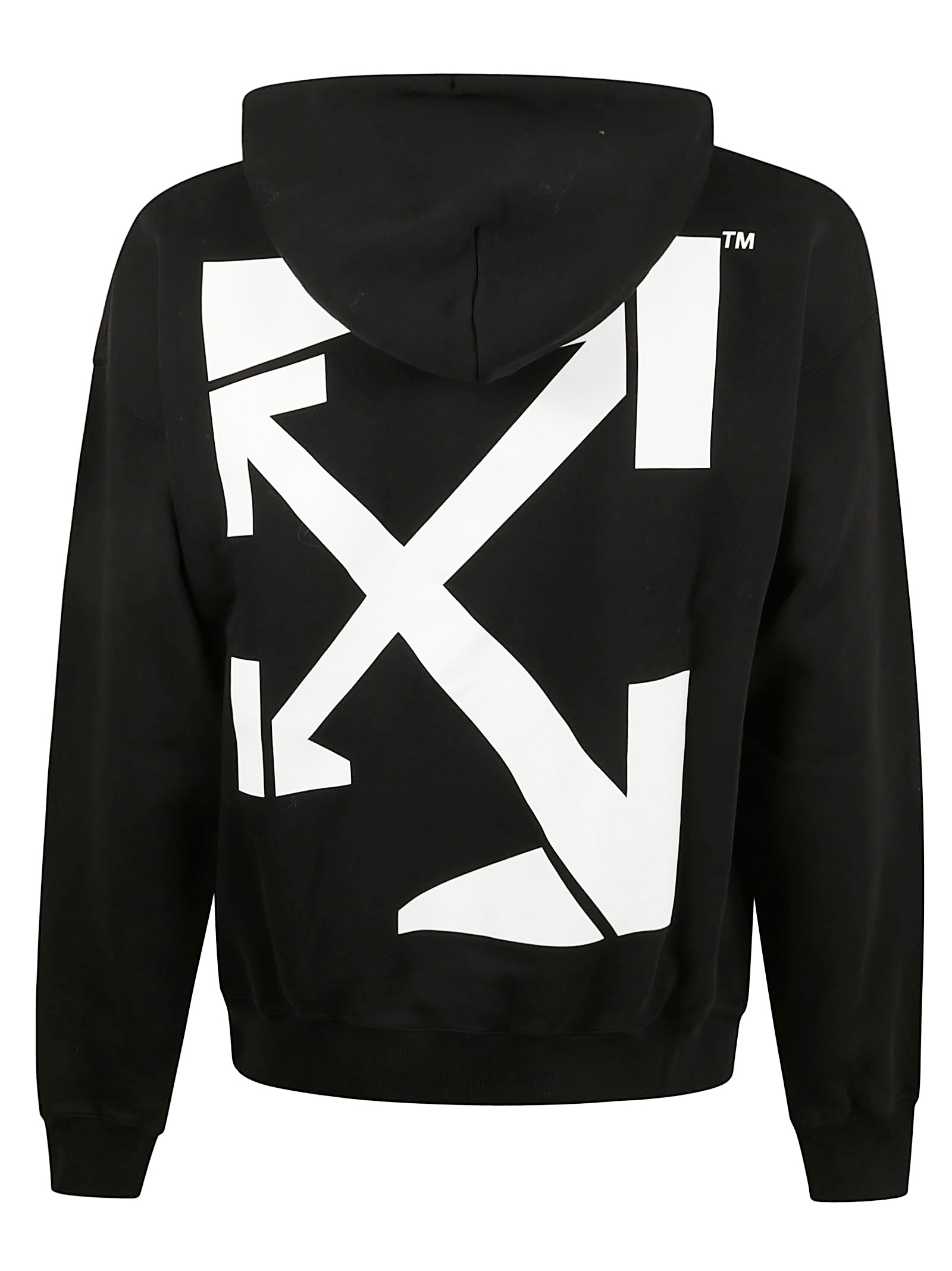 Brushed Cotton Sweatshirt with Drawstring Hood and Iconic Logo