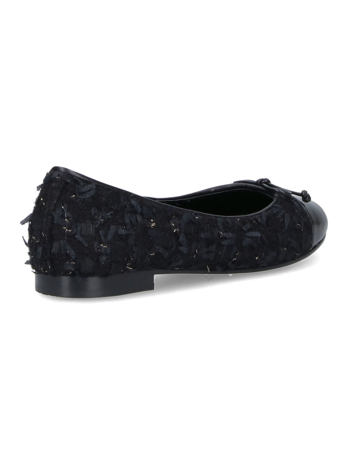 Tweed Ballet Flats With Leather Toe Cap