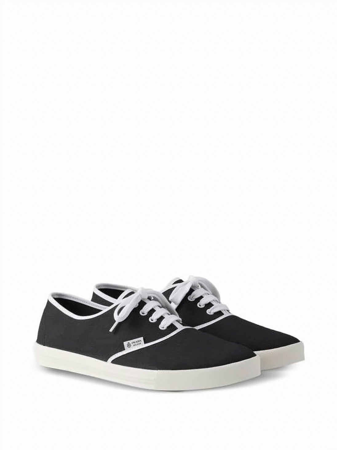 Low-Profile Cotton Fabric Sneakers with White Piping