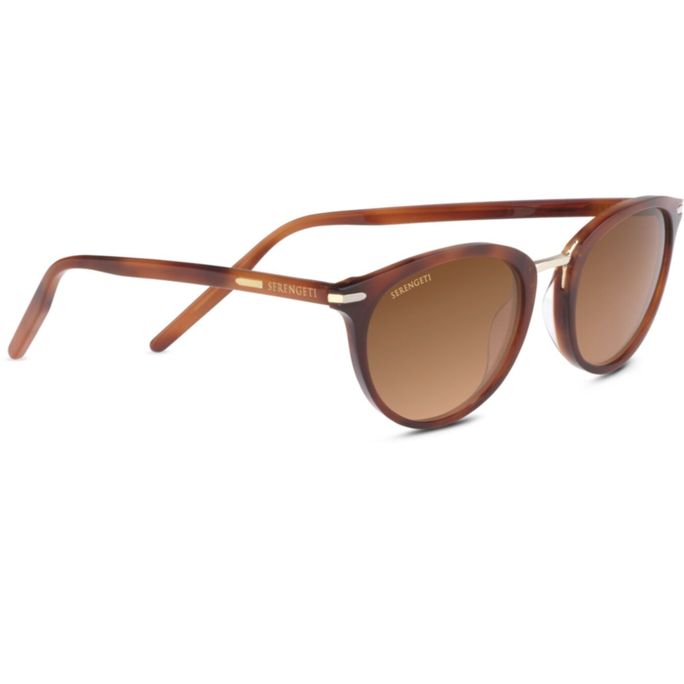 Elyna Rounded Tortoiseshell Frame Sunglasses with Metallic Accents