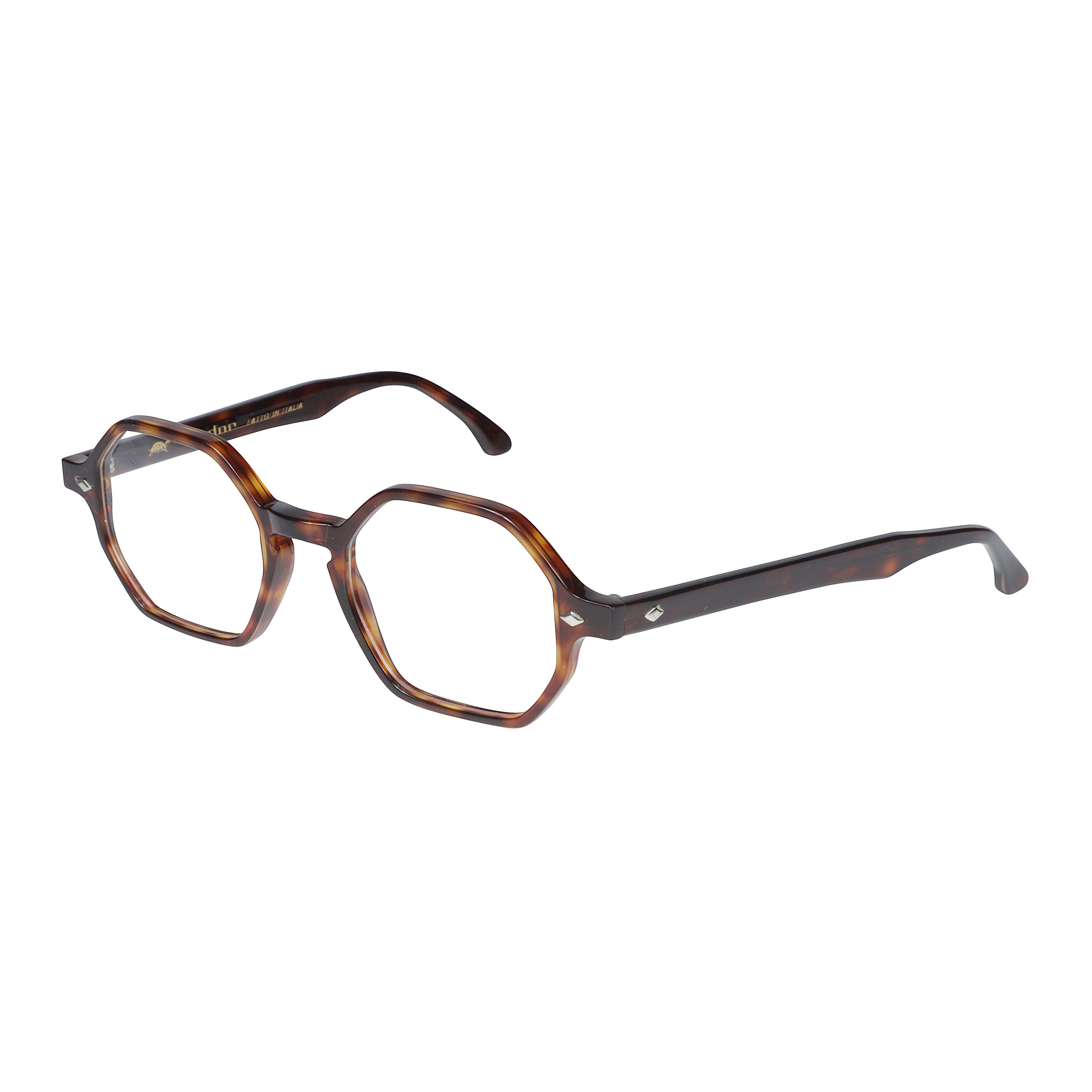 Octagon Octagonal Tortoiseshell Frame Sunglasses with Metallic Accents