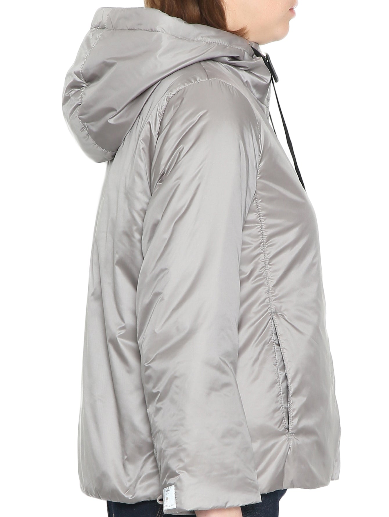 Short Hooded Jacket with Metallic Drawstring Detail