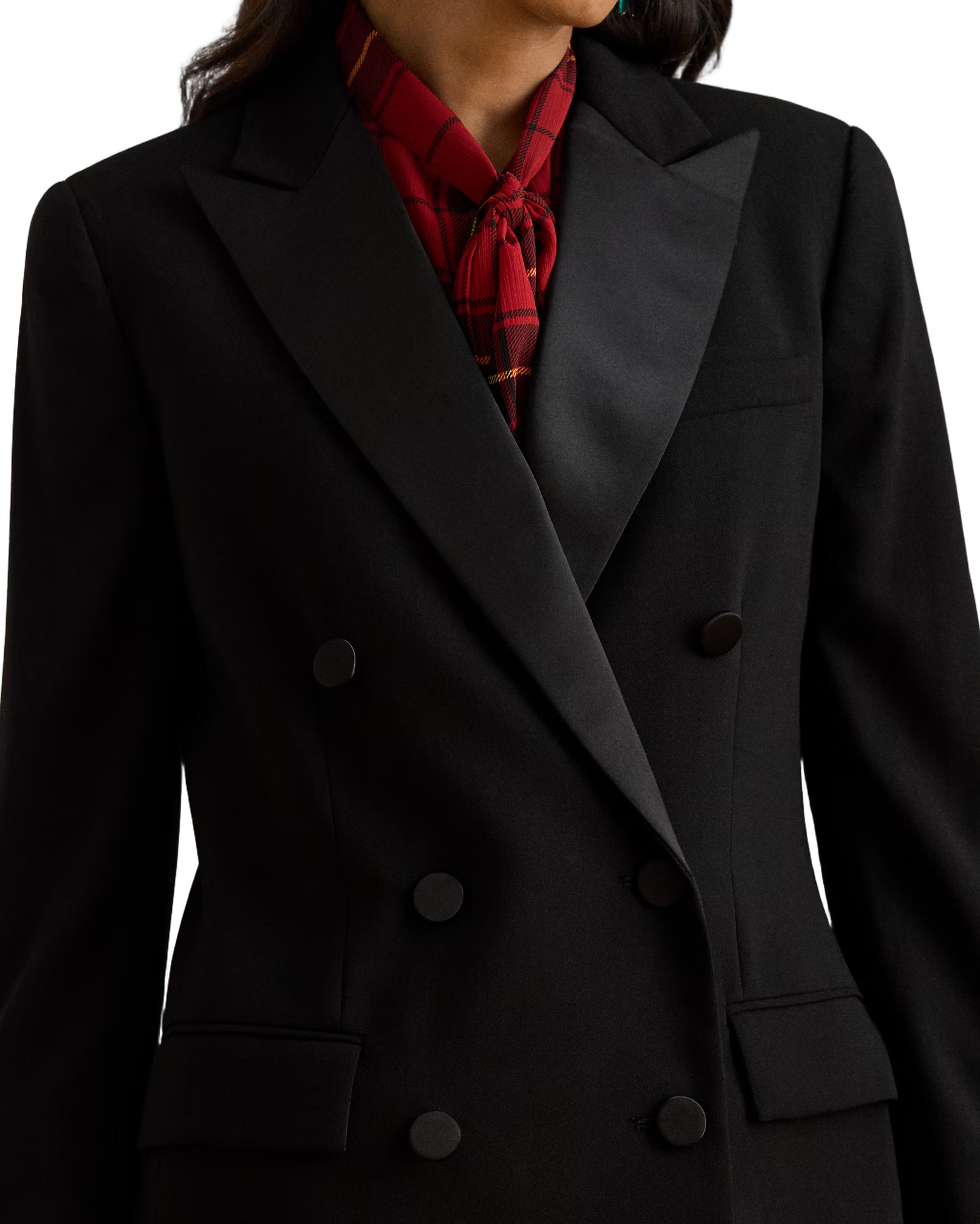 Double-Breasted Blazer With Satin Lapels
